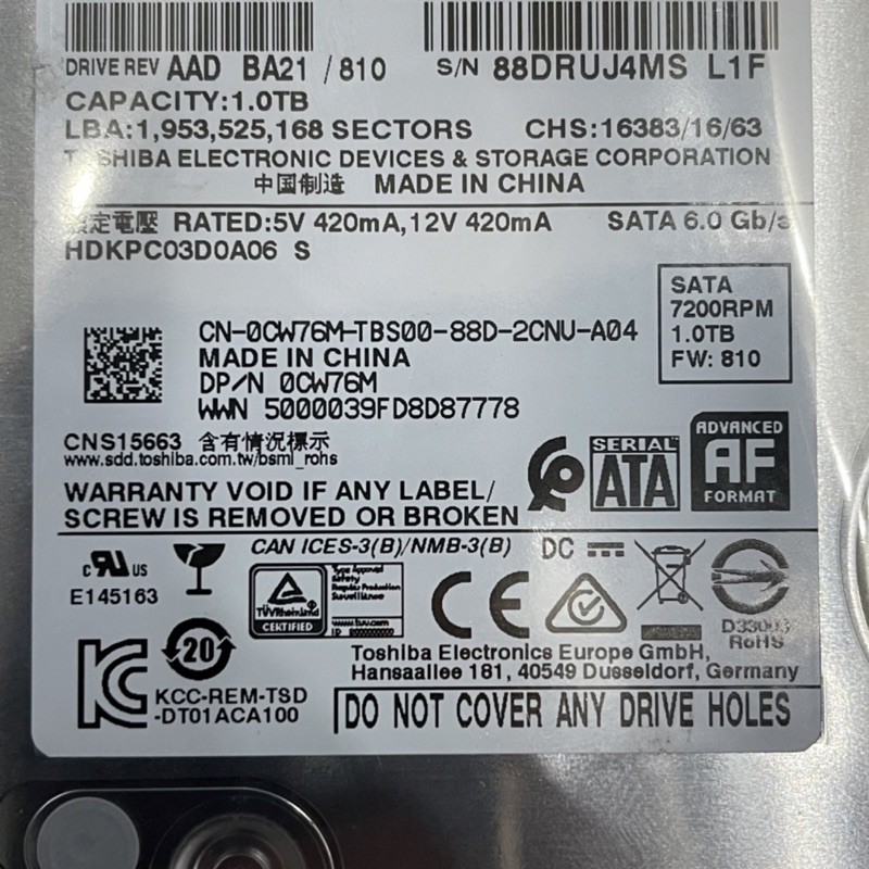 Ổ Cứng HDD Toshiba 1TB (1000Gb) 3.5 inch SATA 3 7200 Prm