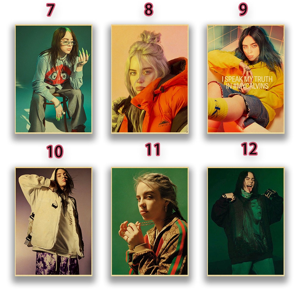 Tranh Treo Tường In Hình Ca Sĩ Billie Eilish Phong Cách Retro MS:253