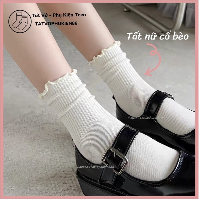 Vớ nữ cao cổ ❤️ FREESHIP❤️ Tất nữ cổ bèo - Tất trắng trơn - style Hàn Quốc dễ thương cute chất liệu mềm mịn