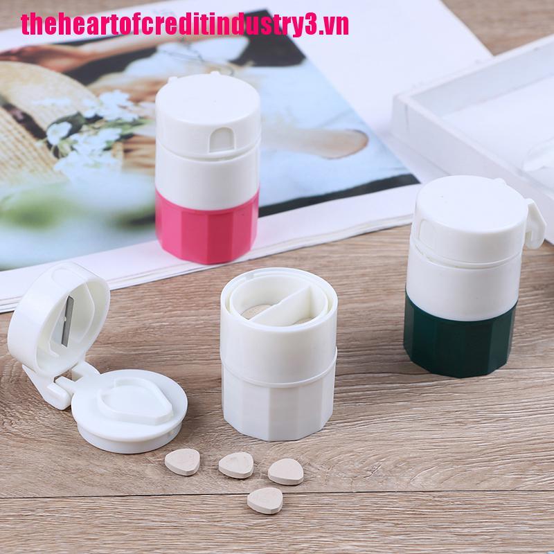 INS 4 in 1 Portable Tablet Grinder Pill Cutter Splitter Box Storage Crusher
