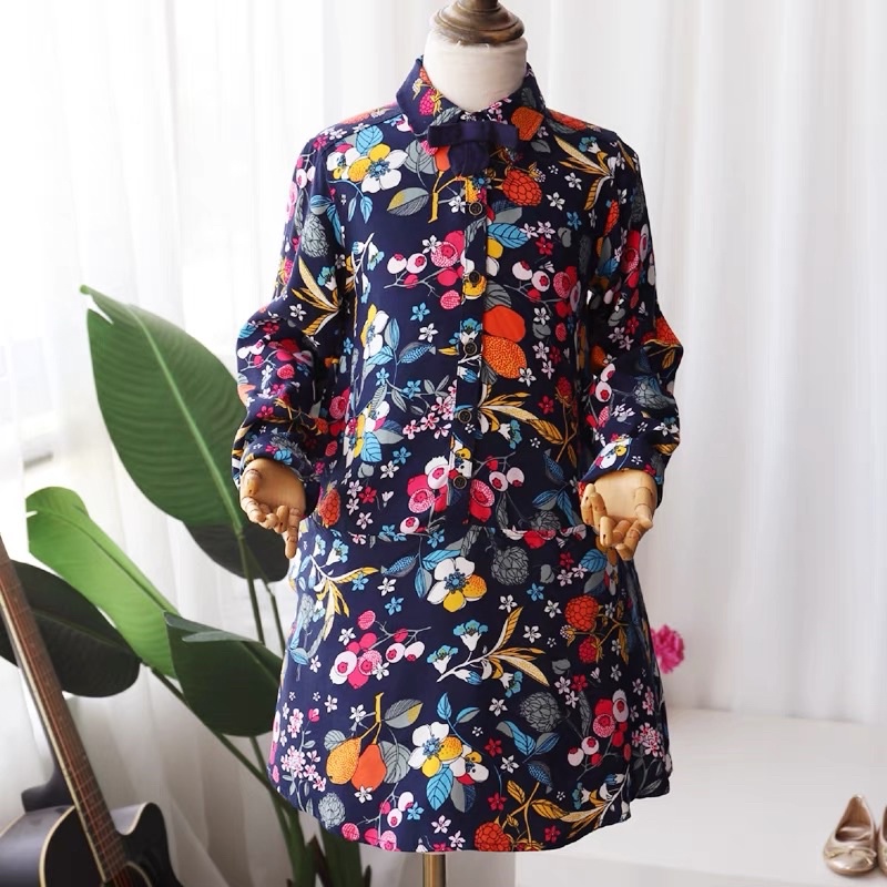 Áo váy bé gái BoBLi 4-10 tuổi  Áo vải hoa phong cách xuất dư 0922