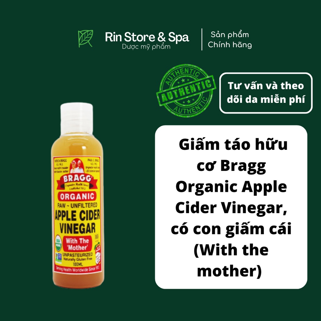 90ml Giấm táo hữu cơ nguyên chất nguyên con giấm cái Bragg Apple Cider Vinegar