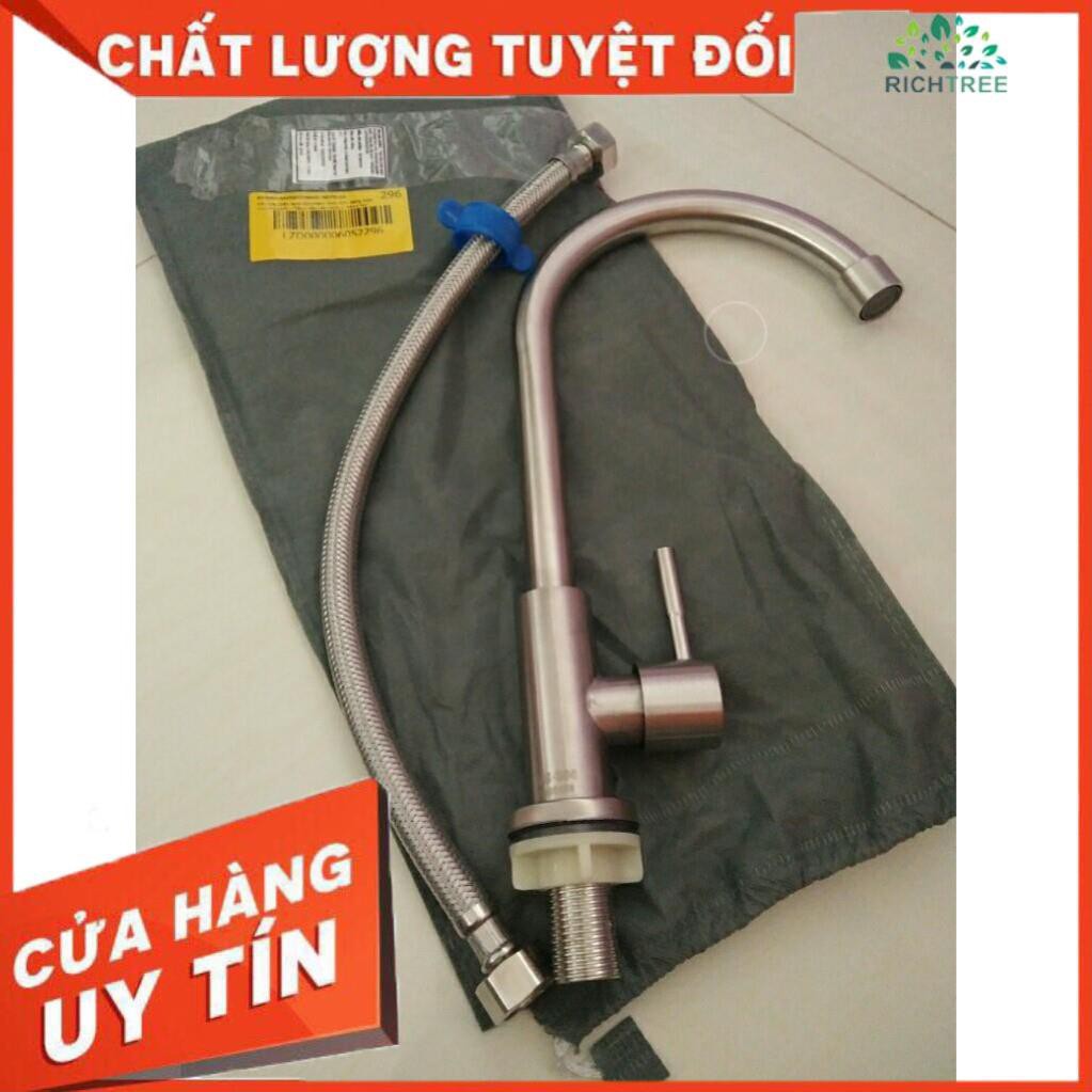 [FREE SHIP] Vòi rửa bát gắn chậu xả đơn inox 304 dáng tròn  RT02 + Tặng dây cấp đi kèm- Bảo hành 02 năm