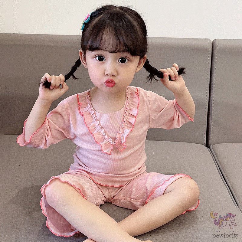 Bộ Đồ Ngủ Bằng Lụa Mát Phong Cách Hàn Quốc Cho Bé