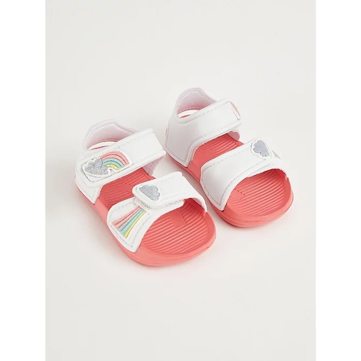 Sandals siêu nhẹ bé gái, màu trắng in hình cầu vồng, hàng Geor.ge UK săn SALE