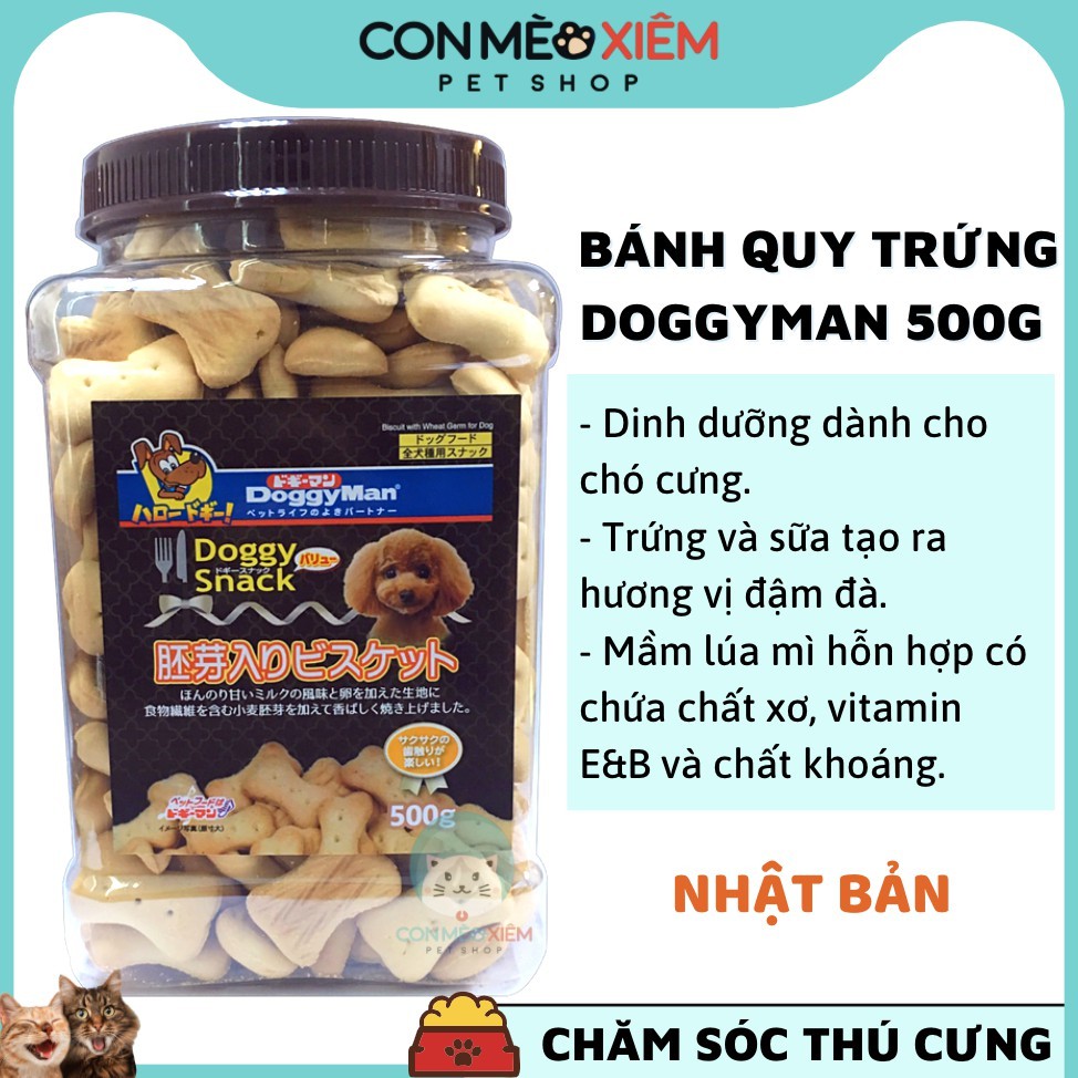 Bánh thưởng cho chó quy trứng Doggyman hộp 500g, thức ăn snack vặt huấn luyện cún Con Mèo Xiêm