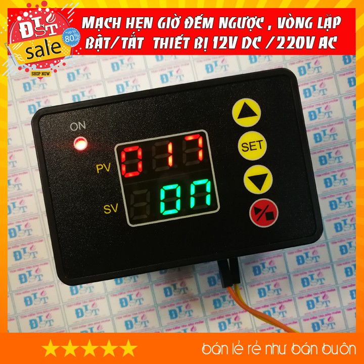 Mạch hẹn giờ đếm ngược , vòng lặp bật/tắt thiết bị 12V DC /220V AC