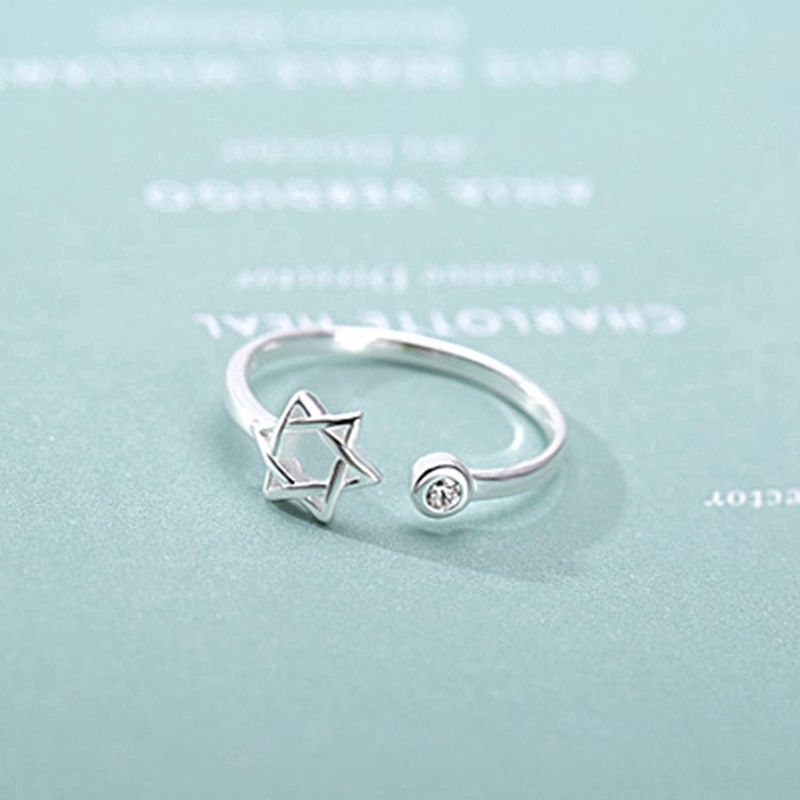 Exquisite Nhẫn bạc đính hôn hình ngôi sao độc đáo cho nữ