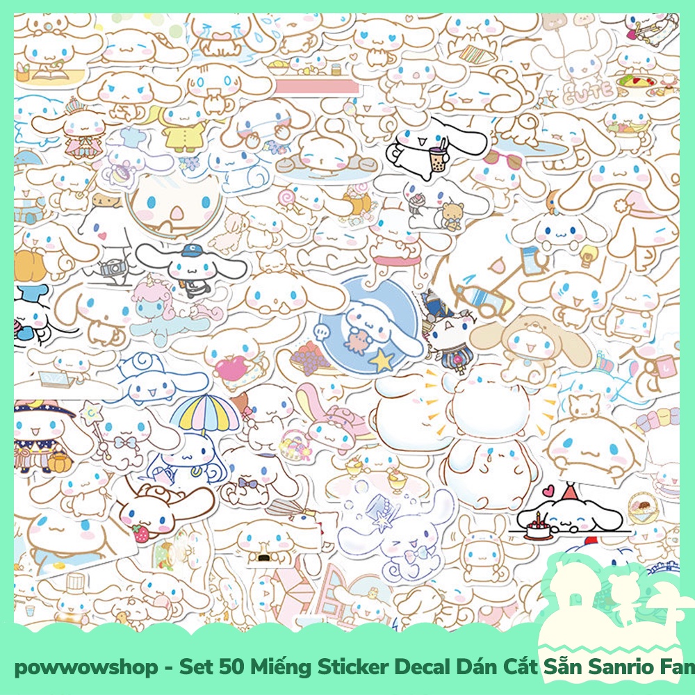 [Sẵn VN - Hỏa Tốc] Set 50 Miếng Sticker Decal Cắt Sẵn DIY Dán Trang Trí Vật Dụng Mẫu Sanrio Family Collection Biggie