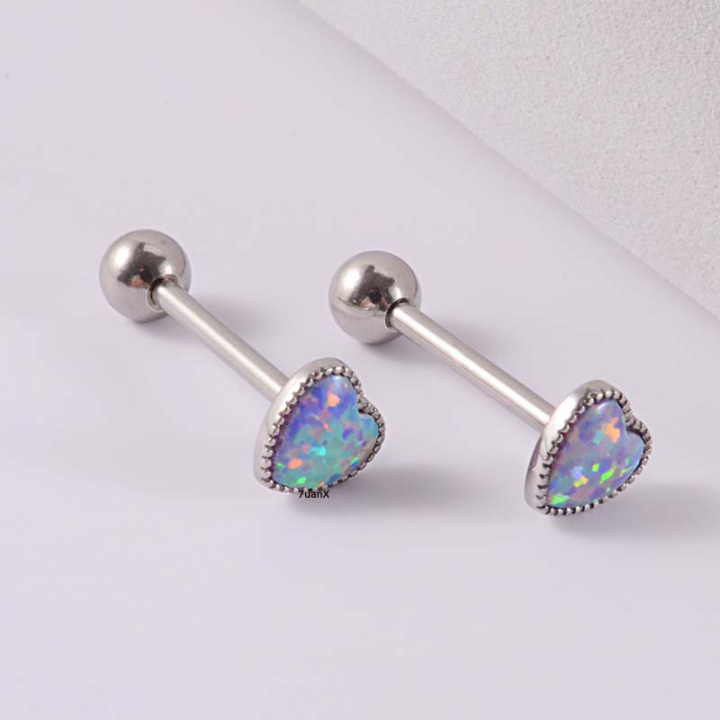 1 Khuyên Lưỡi Hình Trái Tim Bằng Thép Không Gỉ 14G