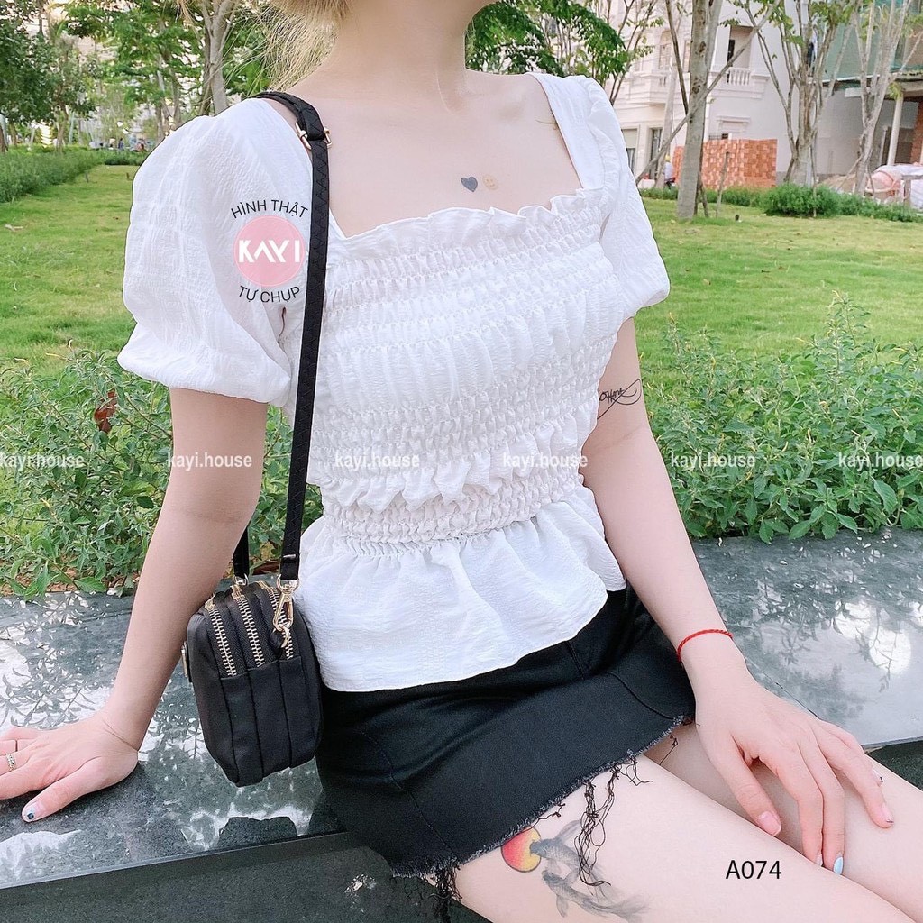 Áo croptop cổ U đuôi cá A5074