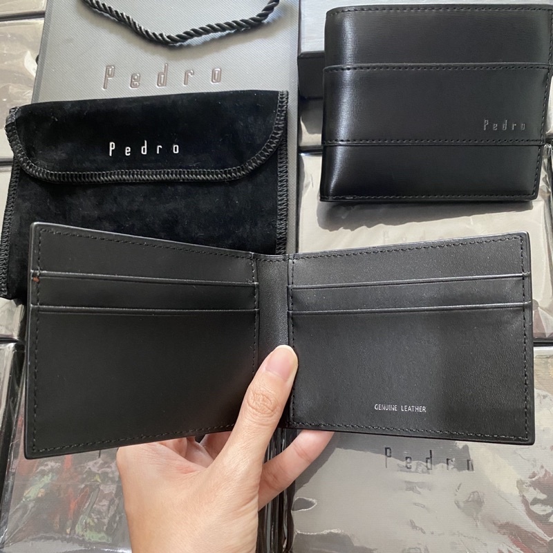 Set ví thắt lưng da nam cao cấp Pedro cầm tay dáng ngang nhỏ gọn thương hiệu, tặng kèm Cardholder