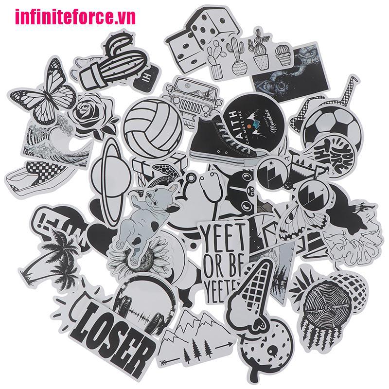 Set 50 Phụ Kiện Trang Trí Đa Năng Màu Trắng Đen Xinh Xắn