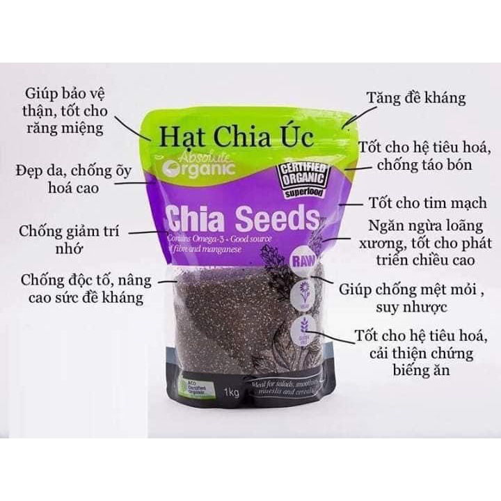 HẠT CHIA ÚC TÚI ĐEN TRỌNG LƯỢNG 500G DATE MỚI CHIA SEEDS BLACK BAG