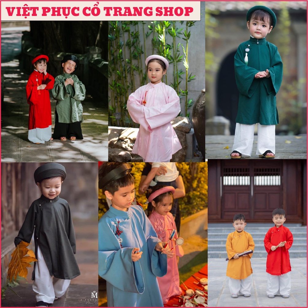 Cổ phục cho bé gái bé trai, áo tấc trẻ em đón Tết cổ truyền cổ phục việt nam | Việt Phục Nguyên An