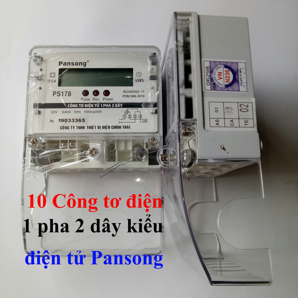 [COMBO] 10 Công Tơ Điện (Đồng Hồ Điện) PANSONG 1 Pha 2 Dây Kiểu Điện Tử PS178 5(40)A