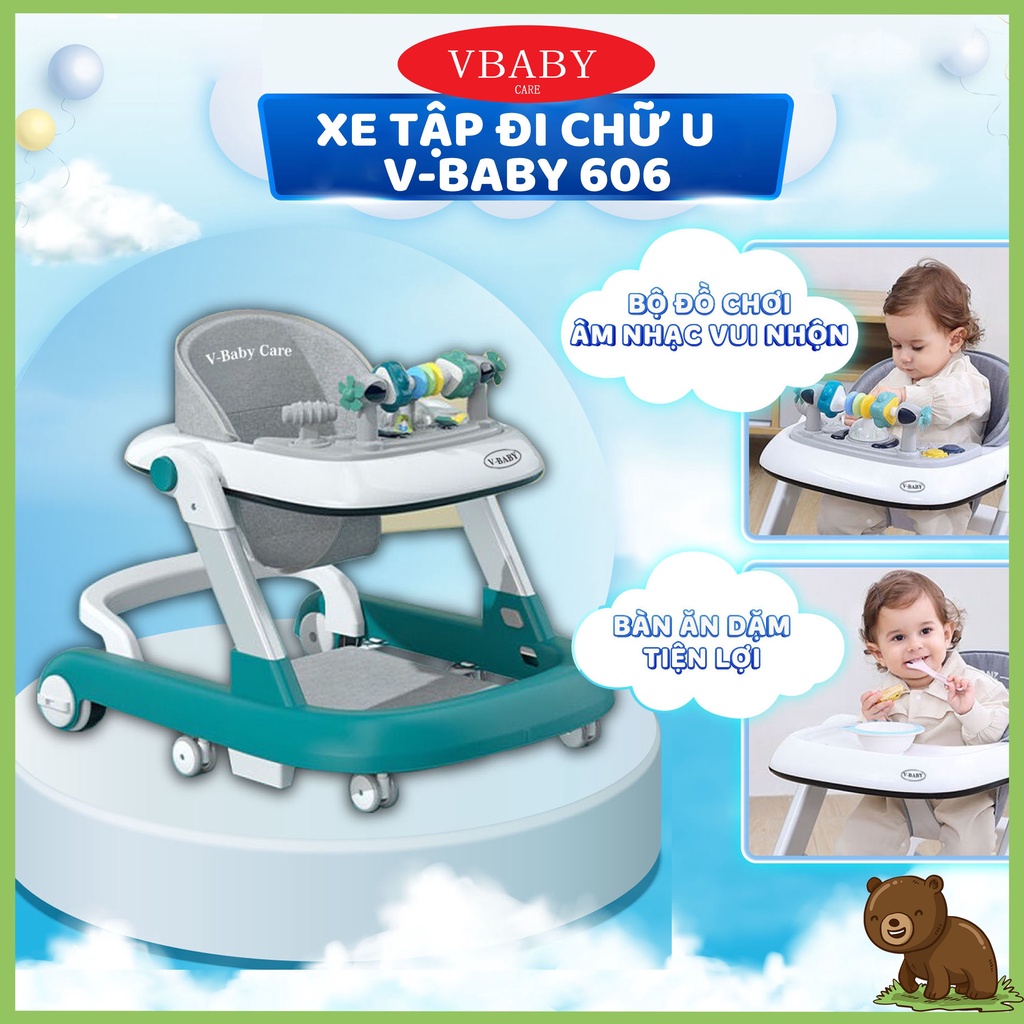 Xe Tập Đi Cao Cấp V-BABY 6090 & Xe Tập Đi Cho Bé Chữ U V-Baby 606