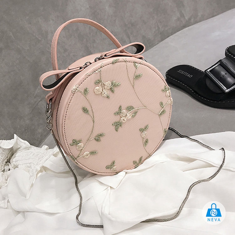 [SALE HOT] Túi hộp tròn đeo chéo thêu hoa siêu xinh NEVA8901 | BigBuy360 - bigbuy360.vn