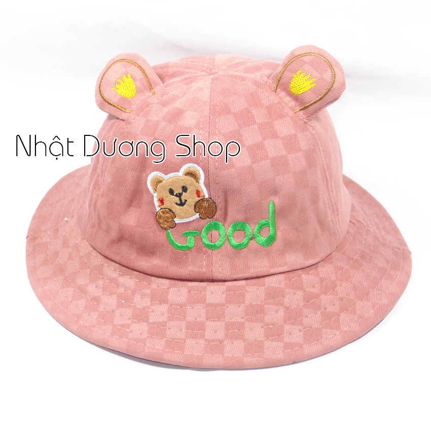 Nón bucket ,nón tai bèo trẻ em hình gấu dễ thương - chât liệu vải nhung mềm mại tạo cảm giác cho bé