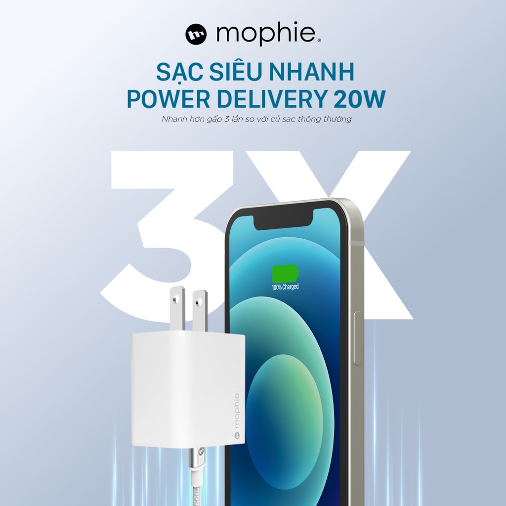 Sạc nhanh Mophie Power Delivery 20W 1 USB-C - Bảo hành 1 đổi 1