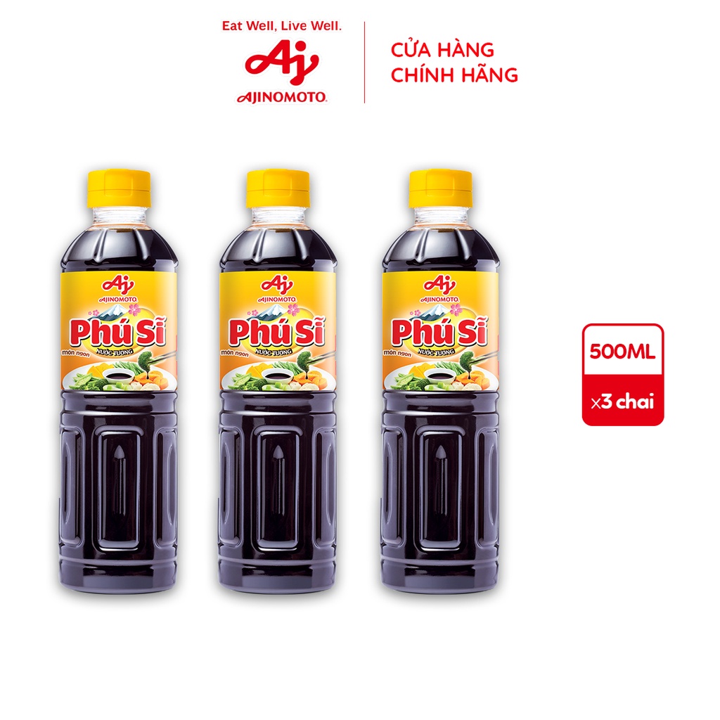 Combo 3 chai nước tương Phú Sĩ Ajinomoto (500ml/ chai)