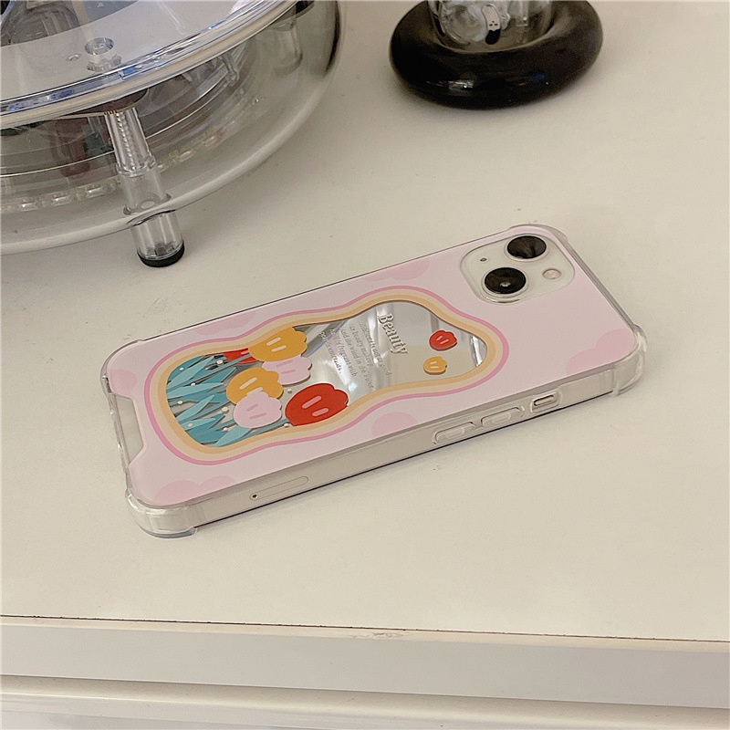 Ốp lưng iphone Ốp Điện Thoại Tráng Gương Họa Tiết Hoa Tulip Cho iPhone13Promax 14pro 6/6splus/7/7plus/8/8plus/x/xr/xs/11/14pro/13/pro/max/plus/promax Dinuo case