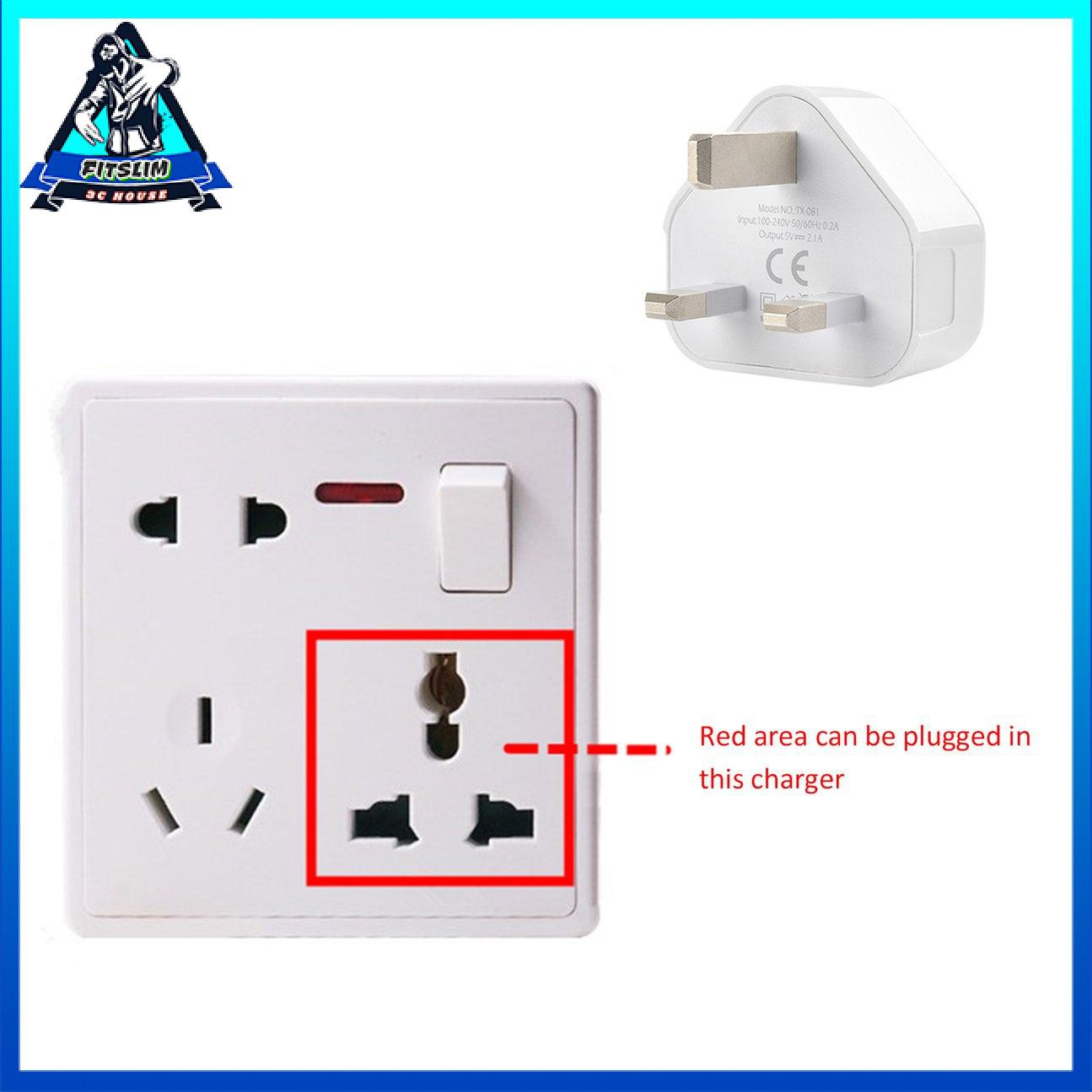 Vương quốc Anh Tường 3 chân cắm Bộ chuyển đổi Bộ sạc Nguồn với cổng USB cho điện thoại