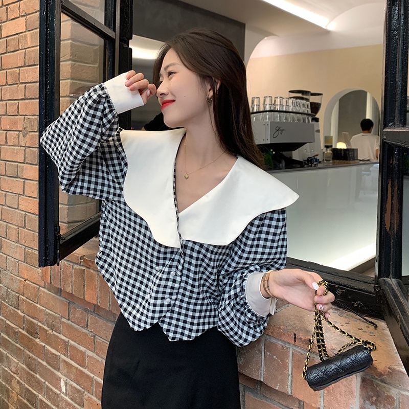 Áo Sơ Mi Nữ Tay Dài Họa Tiết Caro Thời Trang Phong Cách