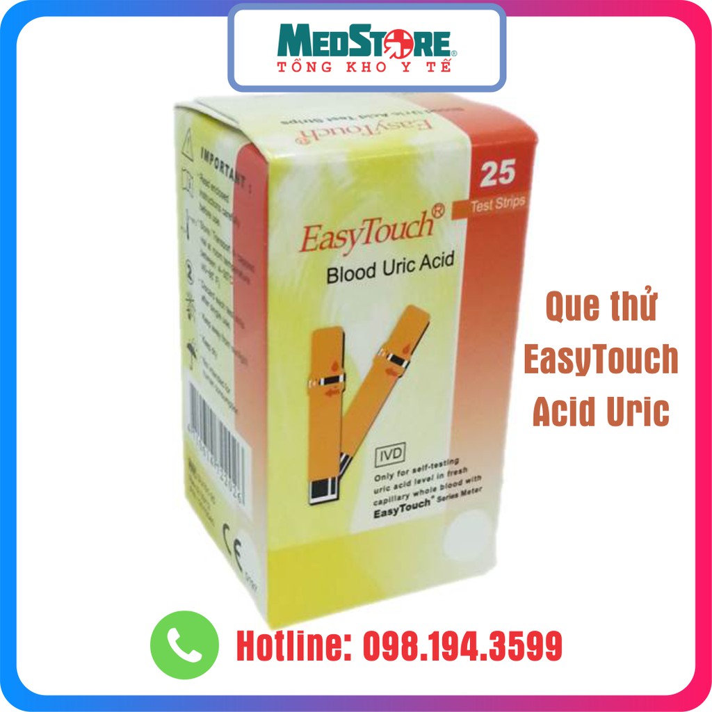 Que thử Uric Acid (Gout) hoặc Que thử Đường (Glucose) hoặc Que thử mỡ máu (Cholesterol) dùng cho máy EasyTouch