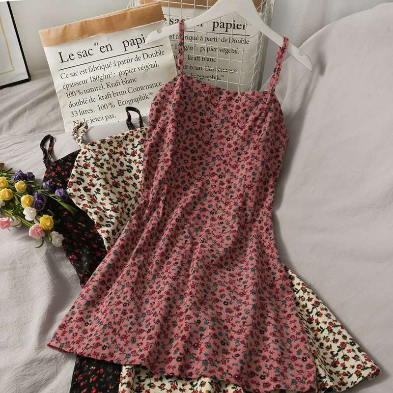 Đầm Hai Dây Dáng Chữ A In Họa Tiết Hoa Phong Cách Pháp Thời Trang Mùa Hè Hàng Mới 2022 Dành Cho Bạn Nữ