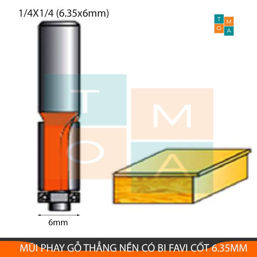 MŨI PHAY GỖ THẲNG NỀN CÓ BI  - MŨI SOI GỖ CAO CẤP CỐT 6.35MM