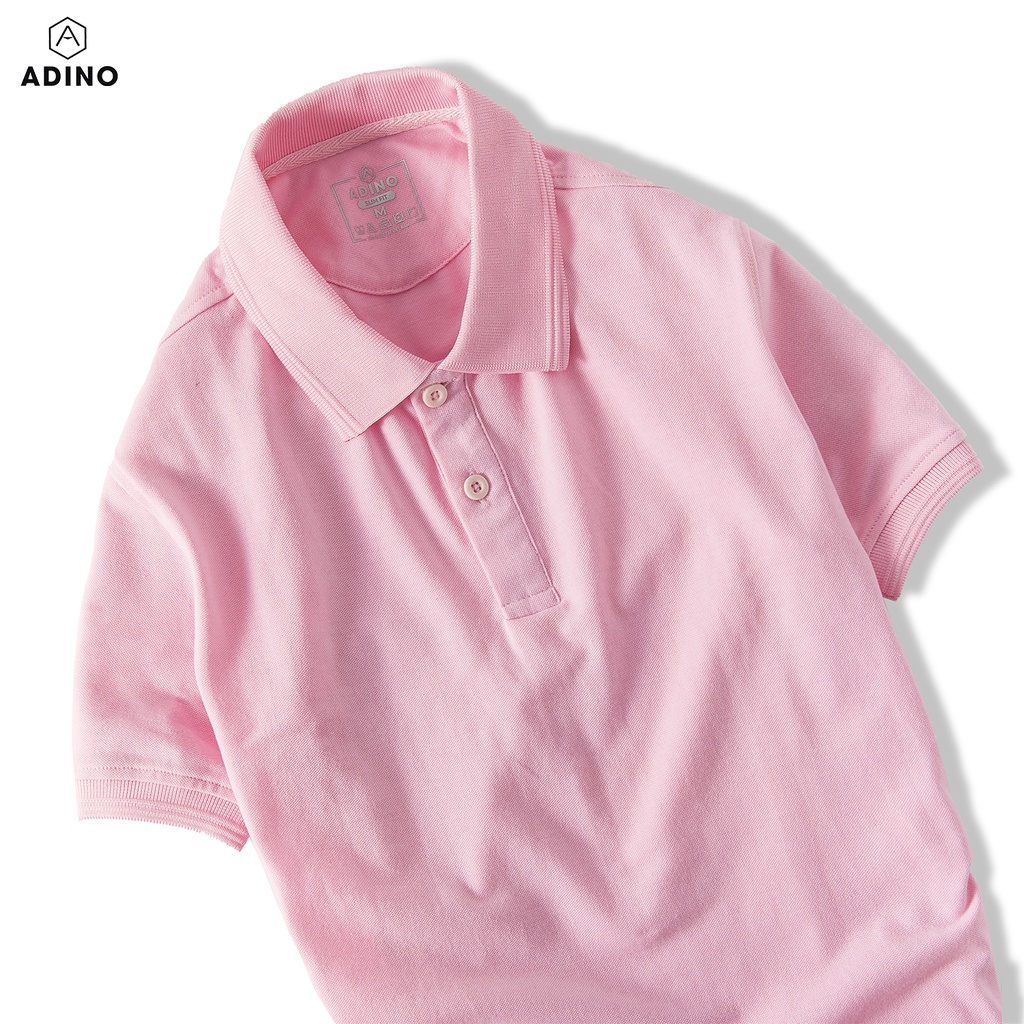 Áo polo nữ ADINO màu hồng phối viền chìm vải cotton co giãn dáng slimfit trẻ trung APN03 | WebRaoVat - webraovat.net.vn