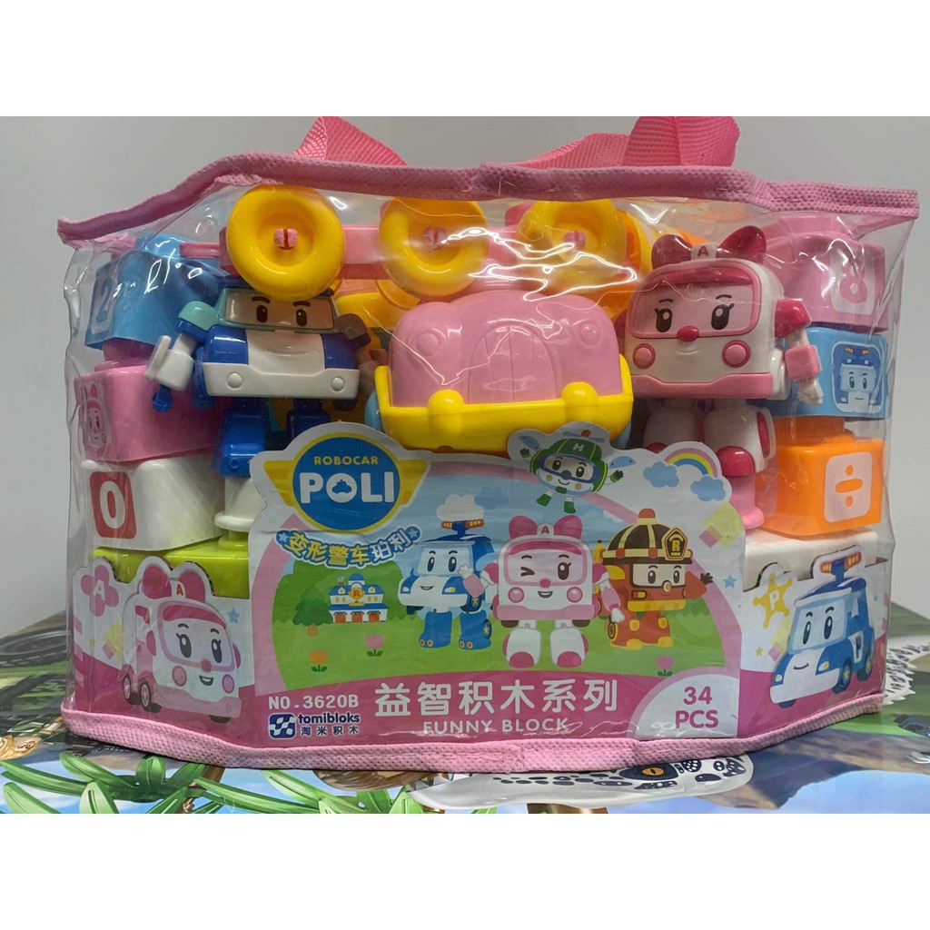3620 - Bộ Đồ Chơi Xếp Hình 34 Chi Tiết Robocar Poli Chọn Màu Ngẫu Nhiên