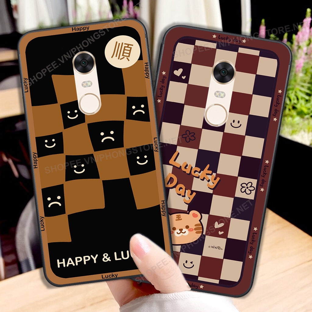 Ốp lưng Xiaomi Redmi Note 3 / Redmi Note 4/ Note 4x / Redmi 5 / Redmi 5 Plus in họa tiết caro, mẫu gấu cực đáng yêu / ốp