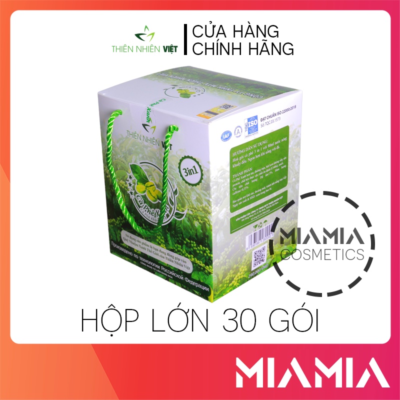 Cafe Xanh Thiên Nhiên Việt Hộp Lớn 30 Gói Chính Hãng