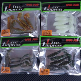 🌞 Mồi mềm 5 khúc + 1 lưỡi thiên nga (như hình) / Bassland / bas land / live impress