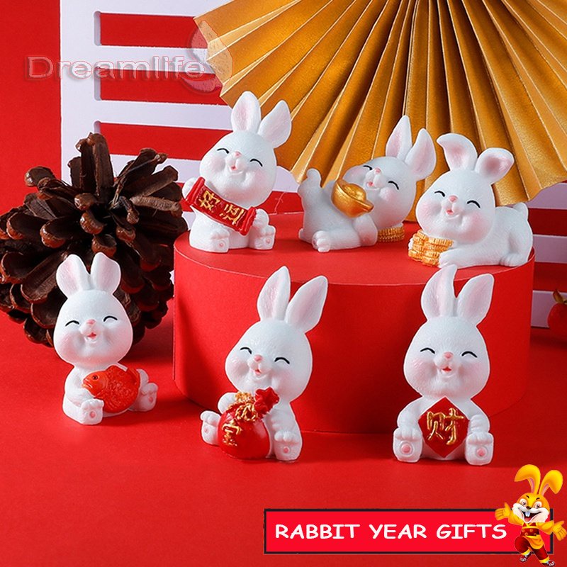 Phụ Kiện Trang Trí Xe Hơi / Bàn Làm Việc DIY Hình Thỏ Dễ Thương 2023 CNY