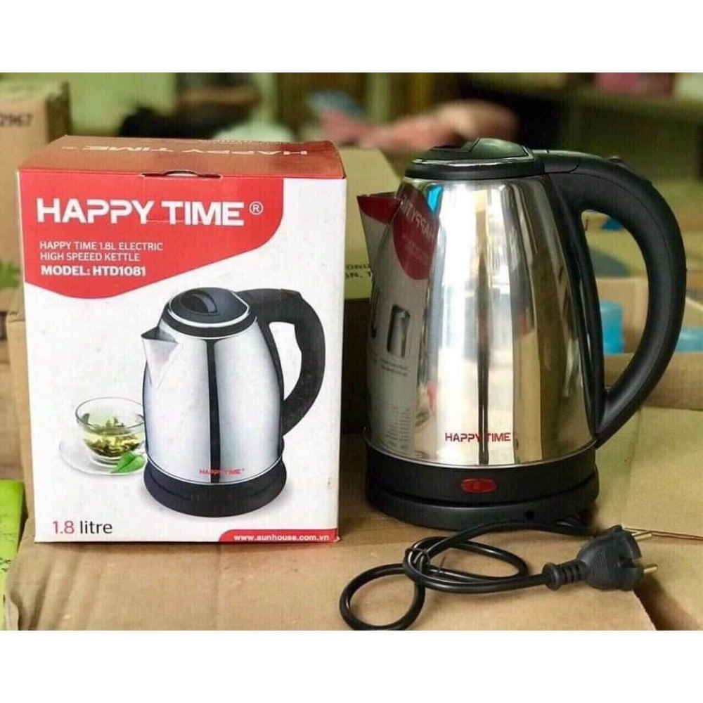 Ấm Siêu Tốc Happy Time 18 Lit-Chất Inox Chịu Nhiệt,Chống Dỉ,Có Đèn Báo,Bảo Hành 12 Tháng