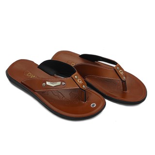 Dép nam xỏ ngón Bevis - quai da kẹp phối khóa inox chữ V tinh tế - đế đúc TPR phủ da sang trọng BE148-2 (Vàng bò)