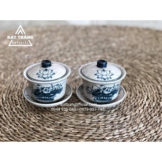 Bát sâm đựng trà có nắp men rạn đen Bát Tràng