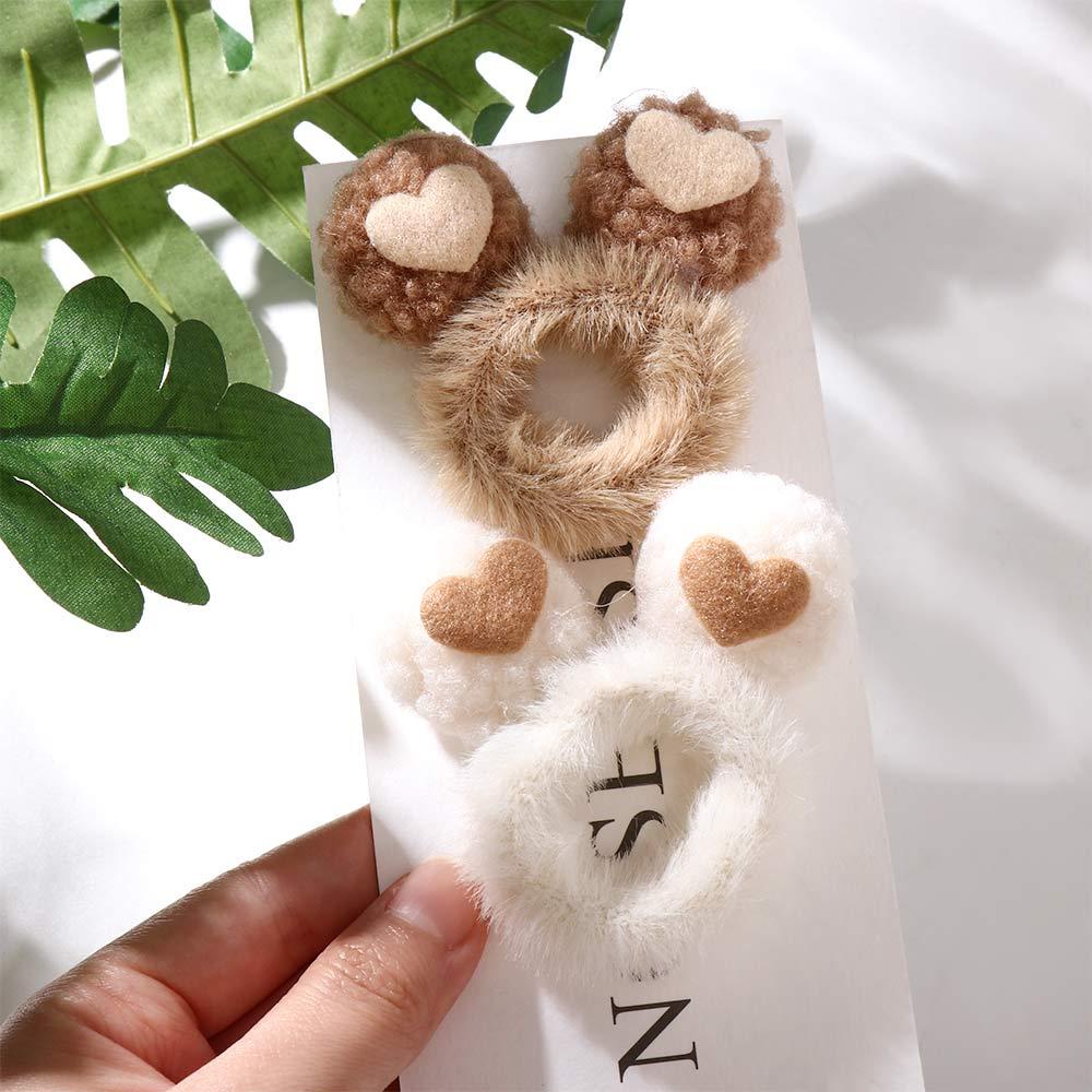 Dây Cột Tóc Scrunchies 15H Phủ Lông Trang Trí Sừng Hươu Dễ Thương Cho Bạn Gái