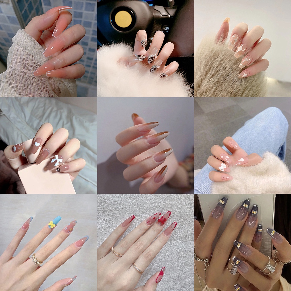 Set 24 móng tay giả màu sắc ngọt ngào