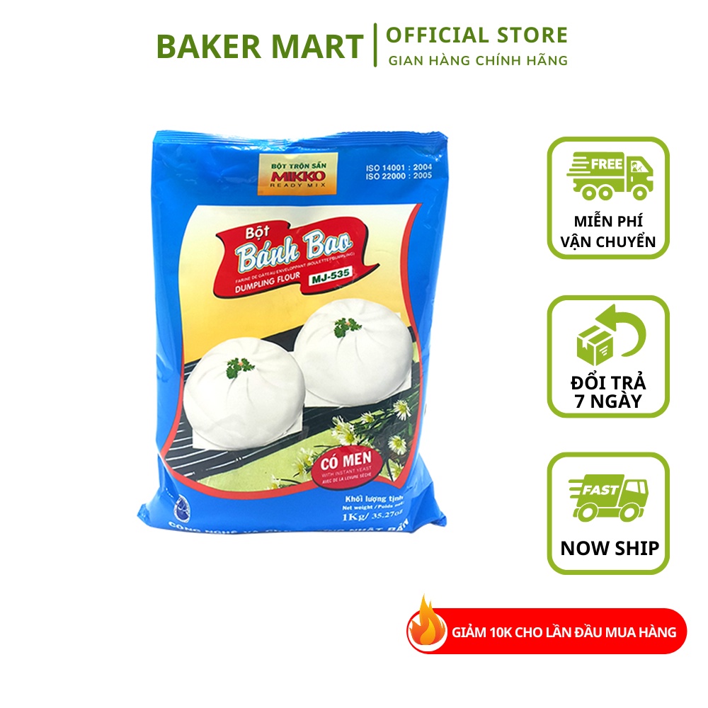 Bột bánh bao trộn sẵn men Mikko 1kg - Nguyên liệu làm bánh Baker Mart
