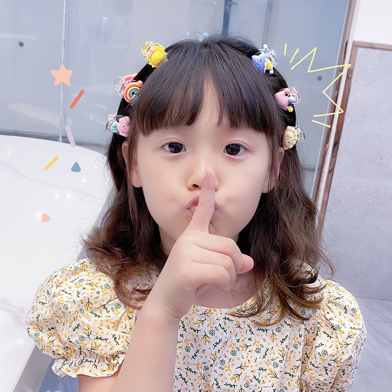 Kẹp Tóc Hình Tròn Họa Tiết Hoạt Hình Phong Cách Hàn Quốc Dễ Thương Cho Bé Gái