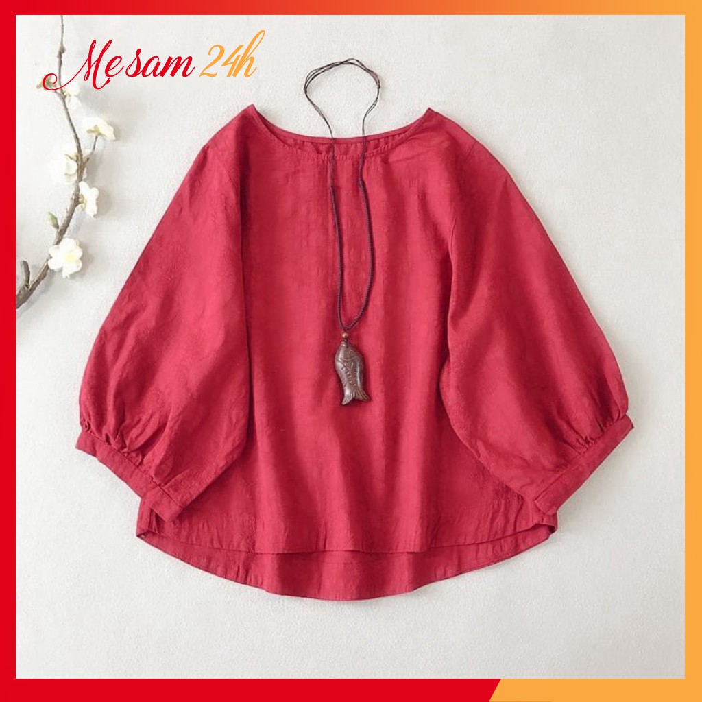 Áo kiểu nữ Hàn Quốc Mẹ Sam 24h chất liệu đũi mềm mát, thấm mồ hôi, form vừa xinh AKH.46