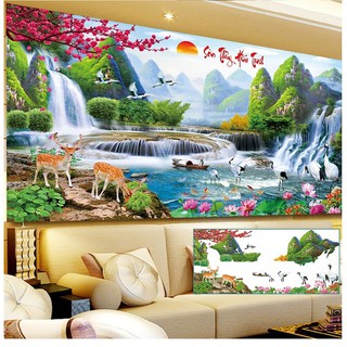 Tranh đính đá phong cảnh Sơn thủy hữu tình Y8075