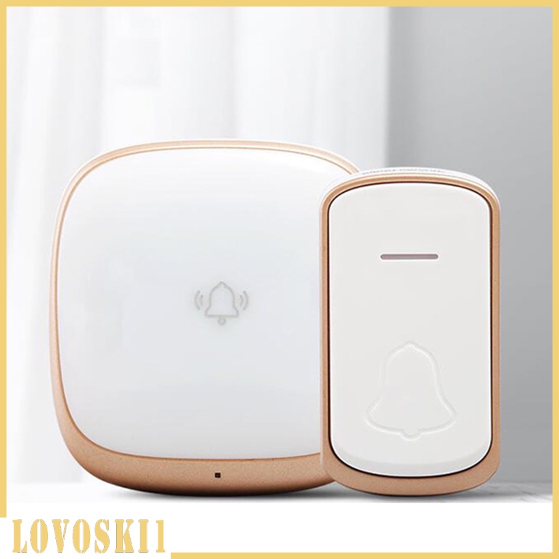 [LOVOSKI1]Wireless Doorbell Bell 5 Volume Levels LED Flash for Home Babies White