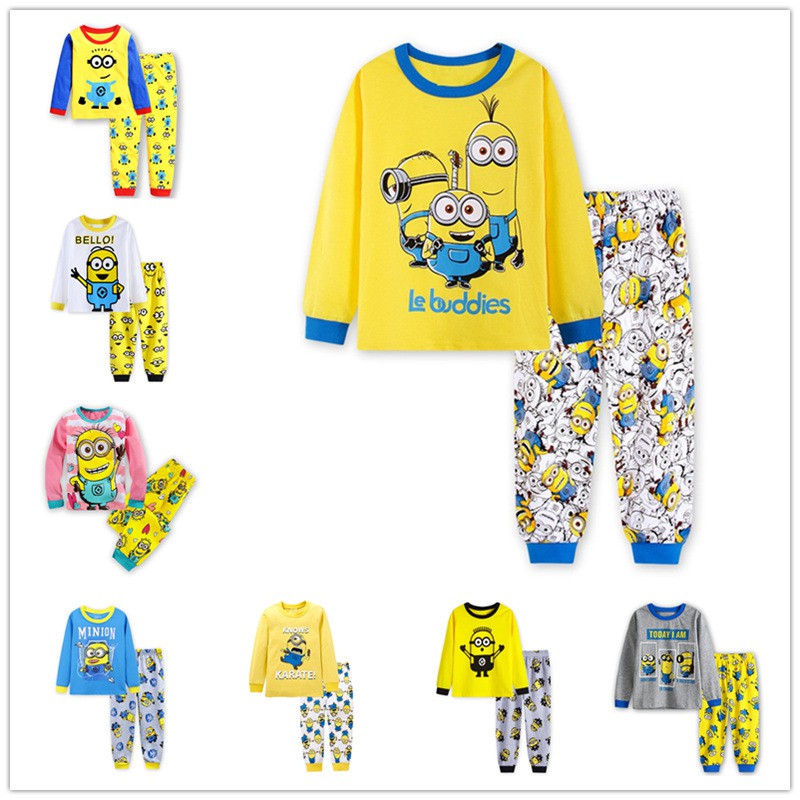 Bộ Đồ Ngủ Tay Dài In Hoạt Hình Minions Dễ Thương Cho Bé Trai