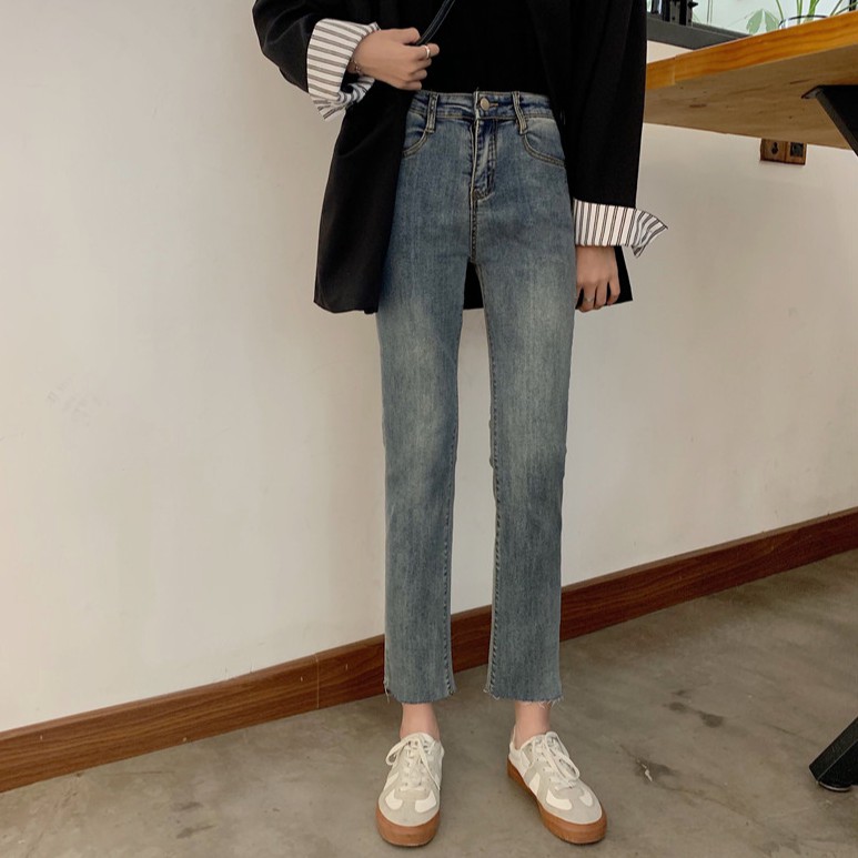  Xiaozhainv Quần jeans thời trang nữ ống rộng lưng cao phong cách Hàn Quốc | BigBuy360 - bigbuy360.vn