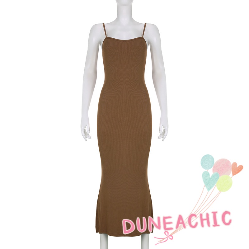 DUNEA Đầm Đuôi Cá Màu Sắc Đơn Giản Quyến Rũ Cho Nữ